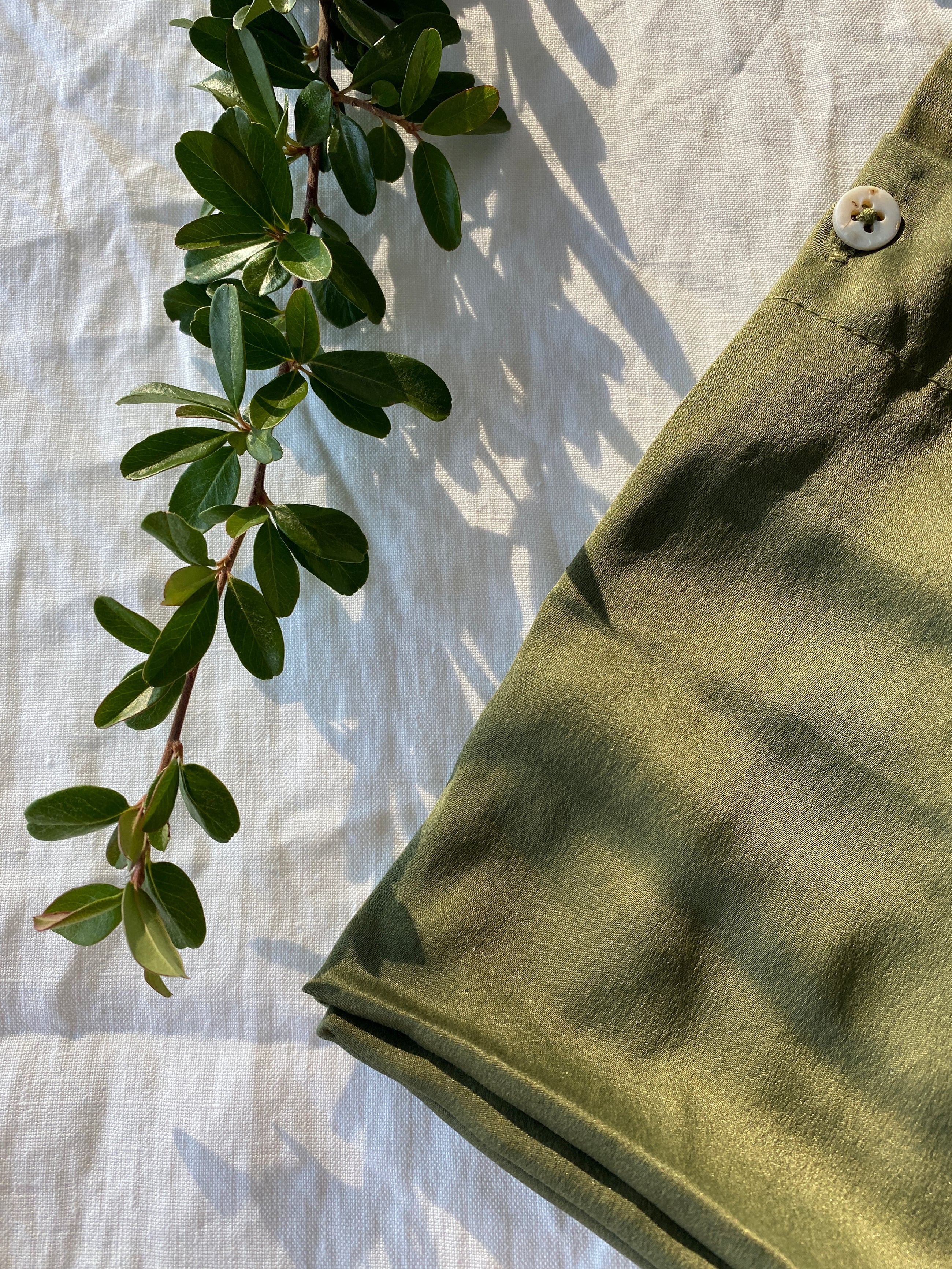 Taie d'oreiller en soie pure Olive
