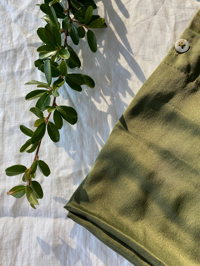 Olive Green in Pure Mulberry Silk