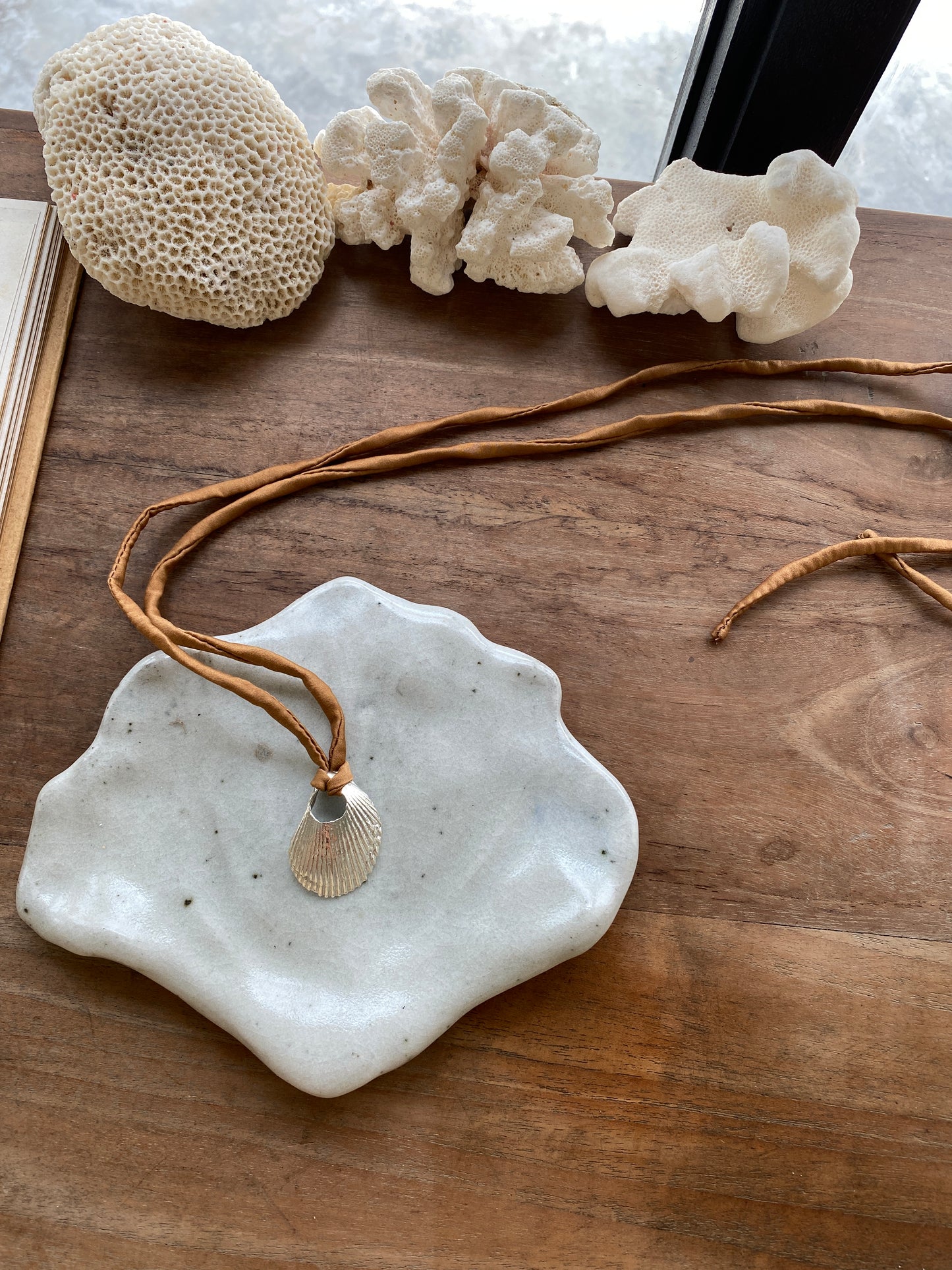 Bali Shell Necklace with Silk naturally dyed Cord