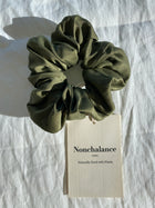 Chouchou en soie pure Olive