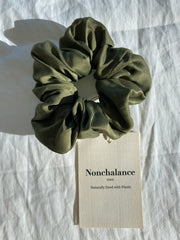 Chouchou en soie pure Olive
