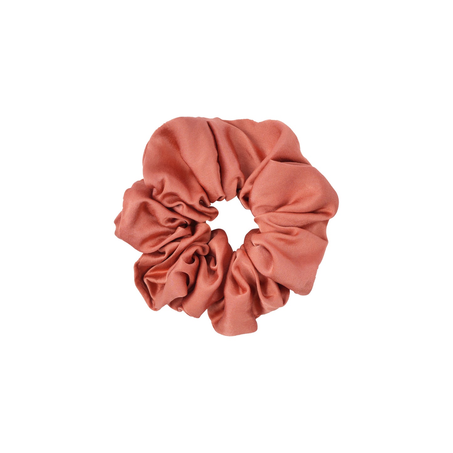 Plant-dyed mulberry silk scrunchie in Saffron color, gentle on hair