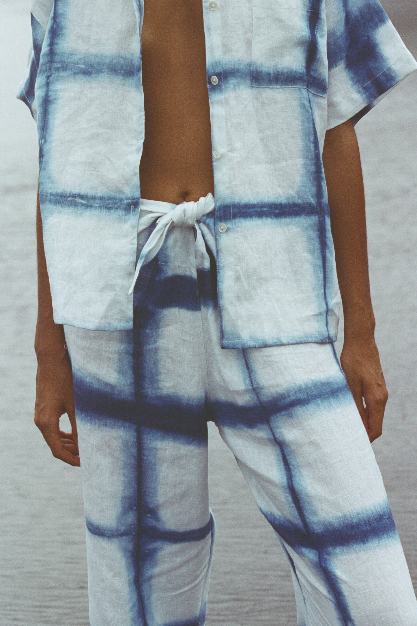 Fisherman Pants Linen Shibori Indigo